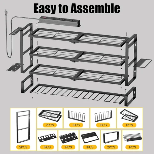 Miniatura 8 de MOOMSINE Organizador grande de herramientas eléctricas con estación de carga, estante de almacenamiento de metal de 400 libras con 8 soportes