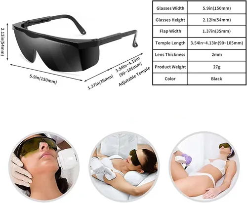 Miniatura 5 de Alsenor IPL 190 nm-2000 nm Gafas de Seguridad Láser para Operadores de Cosmetología Láser, Protección para los Ojos y Tratamiento de Depilación Láser