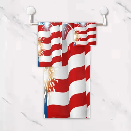 Miniatura 5 de ALAZA Juego de toallas de baño, 4 de julio, Día de la Independencia de Estados Unidos, 3 piezas, 1 toalla de baño, 1 toalla de baño, 1 toalla