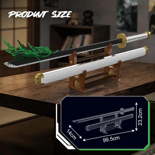 Miniatura 5 de Mould King 10258 MOC Samurai Sword Modelo de bloque de construcción, más de 1674 piezas con iluminación LED, exhibición de espada inspirada