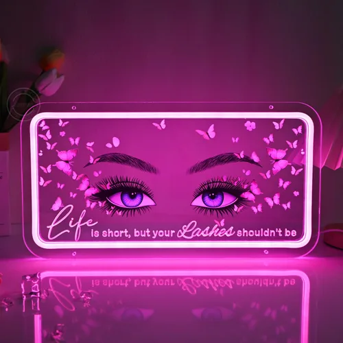 Miniatura 15 de Britrio Letrero de neón Hello Gorgeous para decoración de pared, luz de neón LED rosa, señal de pared de mariposa en forma de corazón