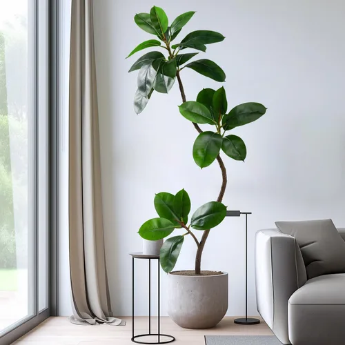 Miniatura 6 de Bailikang Árbol de Goma Artificial de 1.4 metros Plantas de Imitación para Interiores Árboles Artificiales de Piso para Interiores, Plantas
