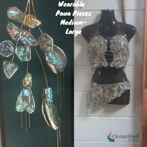 Miniatura 8 de Piezas de concha de abulón (Pāua), paquete de 2.65 onzas para manualidades, fabricación de joyas, arte de resina, incrustaciones, decoraciones