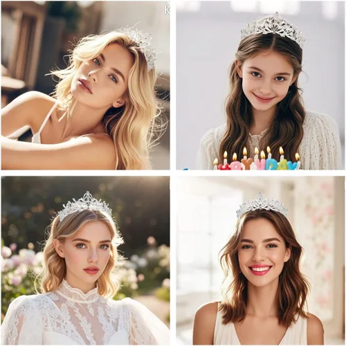 Miniatura 6 de Kamirola Diadema de coronas y tiaras de cristal para niñas o mujeres, fiesta de cumpleaños, boda, graduación, novia, Navidad, San Valentín, TR20