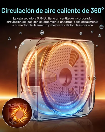 Miniatura 2 de SUNLU Caja de secado de filamentos para filamento de impresora 3D, S1 Plus Deshidratador de filamento con diseño de ventilador, la caja
