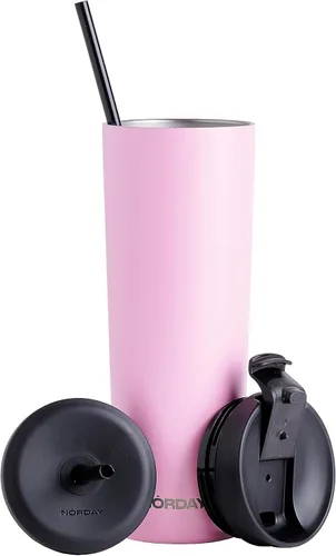 Miniatura 11 de NORDAY Vaso con tapa y popote – Bloom 30oz – Vaso aislado negro – Vaso de acero inoxidable – Taza de café de doble pared – Mantiene la temperatura