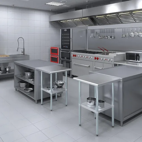 Miniatura 2 de Mesa de trabajo con/sin 4 ruedas ruedas de acero inoxidable mesa de trabajo de preparación de alimentos 24" X 24". Certificado NSF (sin ruedas)