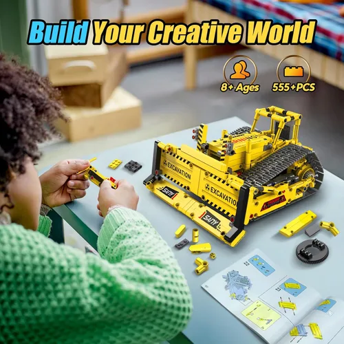 Miniatura 4 de Kits de Construcción de Robots, Juguetes STEM 5-en-1 para Niños de 8-14 años, Excavadora de Control Remoto y APP para Niños, Juegos de Construcción