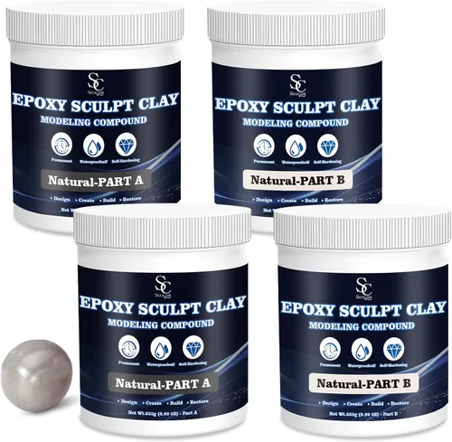 Arcilla de Masilla Epoxy para Esculpir, 2 Partes A & B para Esculpir, Modelar, Construir y Reparar, 2 Libras, Natural