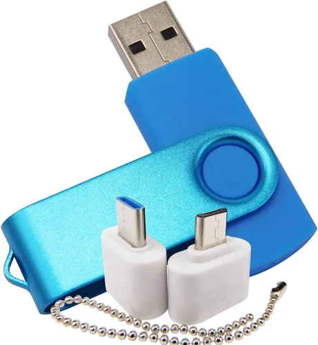 Miniatura 14 de Mini unidad flash USB de capacidad con 1 OTG (Micro USB) y 1 adaptador tipo C (USB-C) para teléfono móvil (naranja, 128 MB)
