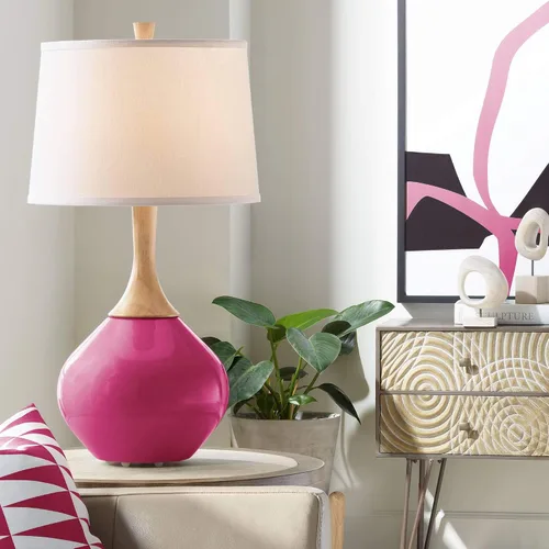 Miniatura 11 de Color + Plus Wexler 31" White Shade Mellow Coral Pink Table Lamp