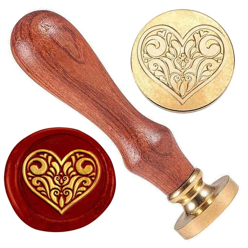 Miniatura 8 de Sello de sellado de cera de bicicleta, cabeza de sello de cera de latón de 1 pulgada con mango de madera, sello de cera de bicicleta de flores