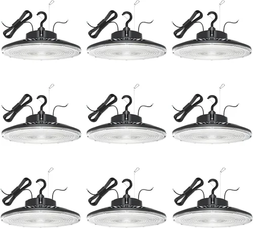 Miniatura 11 de Paquete de 3 luces LED UFO de 240 W, 36000 lm, 1000 W, HID/HPS UL/DLC, 0-10 V regulable, cable de 6 pies, 5000 K, impermeable IP65, accesorio