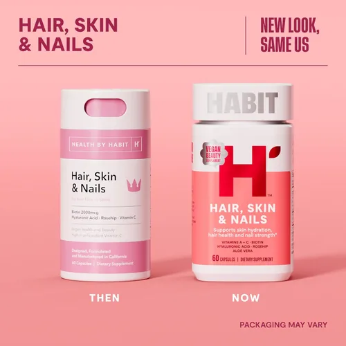 Miniatura 2 de Suplemento Habit para cabello, piel y uñas (60 cápsulas), nuevo aspecto, apoya la hidratación de la piel, la fuerza del cabello y las uñas, biotina