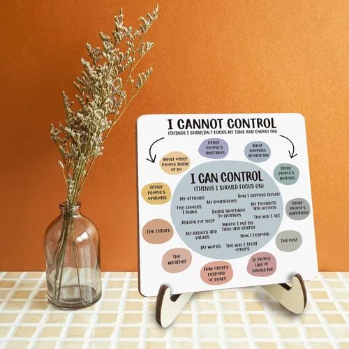 Miniatura 3 de Decoración inspiradora de oficina y trabajo, decoración rústica de madera para escritorio, regalos de salud mental, terapia, regalos de CannotControl