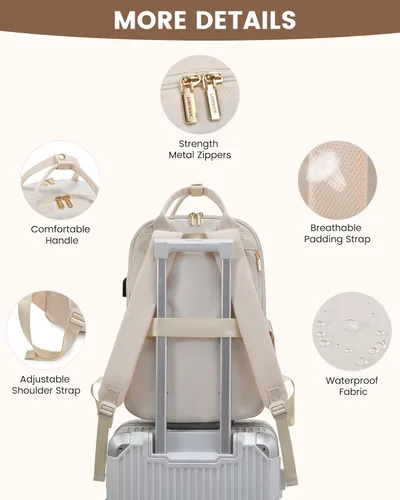 Miniatura 8 de LOVEVOOK - Mochila de computadora portátil para mujeres y niñas, mochila de 15.6 pulgadas impermeable para estudiantes, mochila escolar linda, bolsa