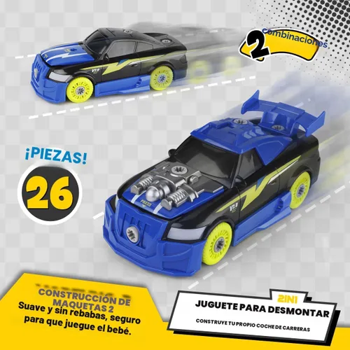 Miniatura 4 de GILOBABY 26 piezas de juguetes desmontables para niños, coche de carreras con taladro eléctrico, sonidos y luces, juguetes de construcción