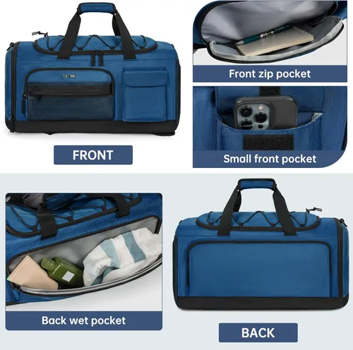 Miniatura 4 de Bolsa de gimnasio con compartimento para zapatos y computadora portátil para hombres y mujeres, resistente al agua, mochila deportiva para gimnasio