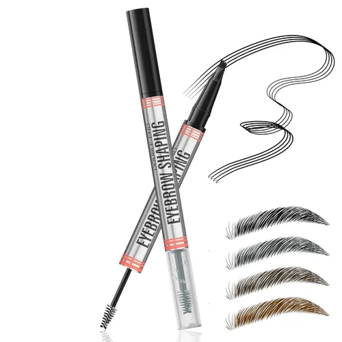 Miniatura 9 de Lápiz de cejas 2 en 1 con gel, 2025 nuevo lápiz mágico impermeable para cejas, bolígrafo de cejas microblading 3D de doble punta con 4 puntas