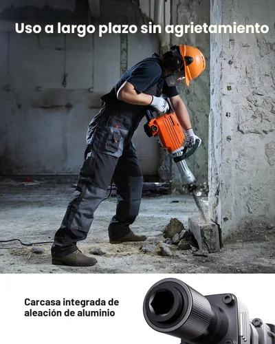 Miniatura 5 de VEVOR Martillo de demolición Jack Hammer, Martillo eléctrico MAX 2200W de alta resistencia, rompedor de hormigón de 1400 BPM, 4 piezas de cinceles