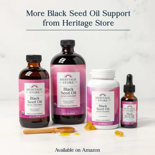 Miniatura 6 de HERITAGE STORE Aceite de semilla negra, orgánico, prensado en frío, suplemento de Nigella sativa con timoquinona, Omega 3 6 9, antioxidante