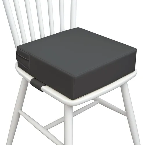 Asiento elevador para mesa de comedor para niños pequeños, cojín lavable de poliuretano con correas dobles de seguridad, parte inferior Gris (Rock