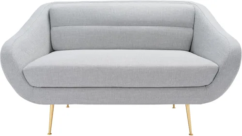SAFAVIEH Couture Home Collection Belladonna SFV4525A - Sofá biplaza tapizado de mediados de siglo, color gris claro, para sala de estar, dormitorio,