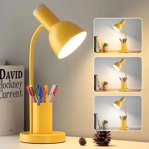 Miniatura 8 de Lámpara LED de escritorio para oficina en casa, lámpara de mesa con soporte para bolígrafo, 3 modos de color, luz de lectura, luz de escritorio