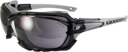 Miniatura 7 de Birdz Gafas de sol acolchadas de seguridad para motocicleta, color gris con lente transparente