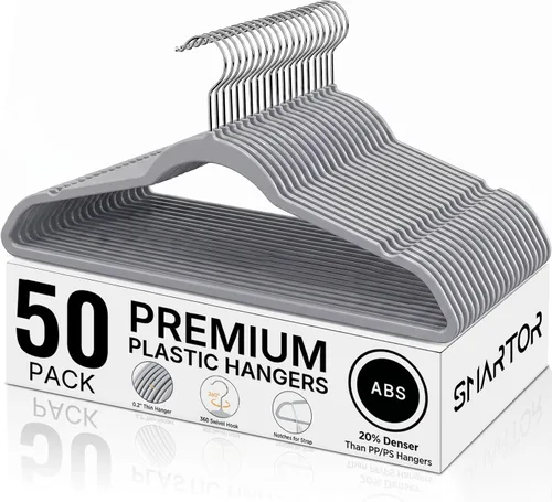 Miniatura 18 de SMARTOR Plastic Hangers 20 Pack - Thin and Slim Design for Space Saving Organizer - Heavy Duty Durable Closet Organizers and Storage with 360 Swivel