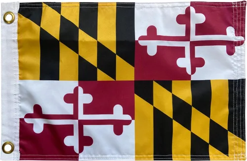 Homissor Bandera de Maryland de 12 x 18 pulgadas, bandera de estado MD de doble cara, banderas pequeñas de Maryland, bandera duradera con ojales