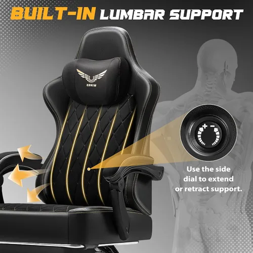 Miniatura 4 de Homall Silla de juegos grande y alta con soporte lumbar ajustable, silla de oficina ergonómica de tela transpirable, silla de oficina