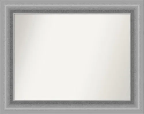 Miniatura 242 de Amanti Art Espejo de baño plateado para sobre fregadero, 26 x 26 pulgadas, espejo cuadrado de níquel pulido, marco de madera tradicional mediano, se