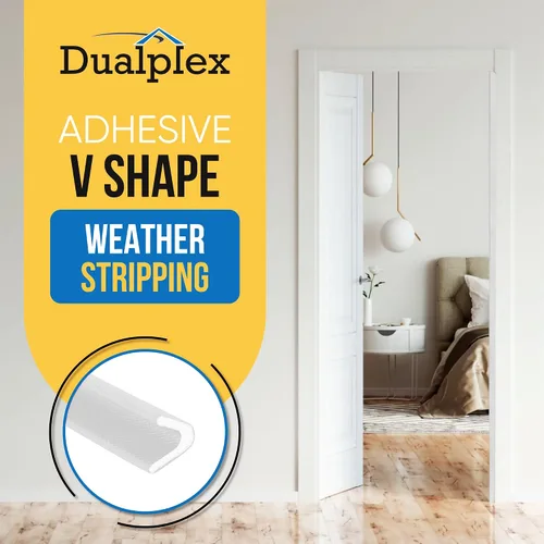 Miniatura 2 de Burlete Adhesivo en Forma de V, Burlete Sellador de Puerta Tira de Espuma Aislante para Marco de Puerta Jamba Lateral Relleno para Ranuras Blanco