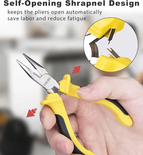 Miniatura 4 de DOWELL Juego de 6 alicates pequeños con punta de aguja, diagonal, punta de nariz doblada y línea para hacer manualidades, reparar dispositivos