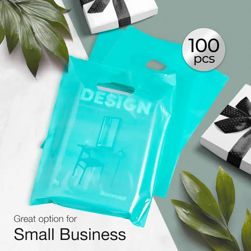 Miniatura 4 de Choice Marts - 100 bolsas de 1.5 mil de grosor, 9 x 12 pulgadas, bolsas de agradecimiento con asas extragruesas perfectas para mercancía, pequeñas