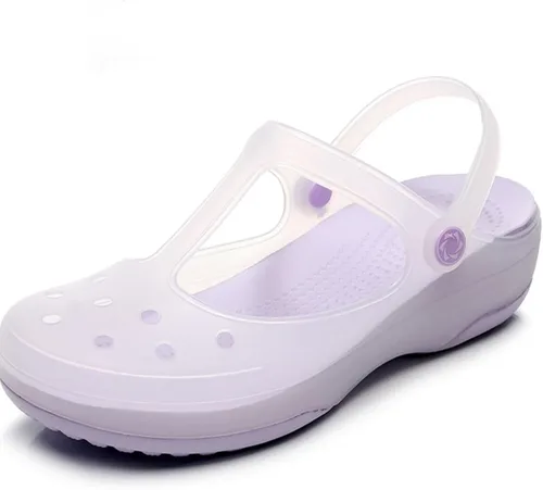 Miniatura 8 de Zuecos clásicos transparentes de color sólido para mujer, cómodos, suaves y antideslizantes, sandalias de playa de gelatina para actividades al aire