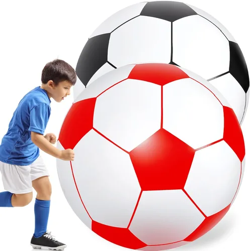 Miniatura 9 de Lewtemi 2 pelotas de fútbol inflables gigantes de 40 pulgadas, globos de playa grandes y enormes globos de fútbol, deporte, fiesta de cumpleaños