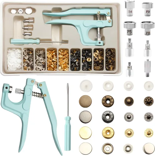 Miniatura 8 de YUSBUTON - Kit de herramientas de cierre a presión resistente, kit de 60 piezas de lona a presión, kit de cierres a presión, broches de acero