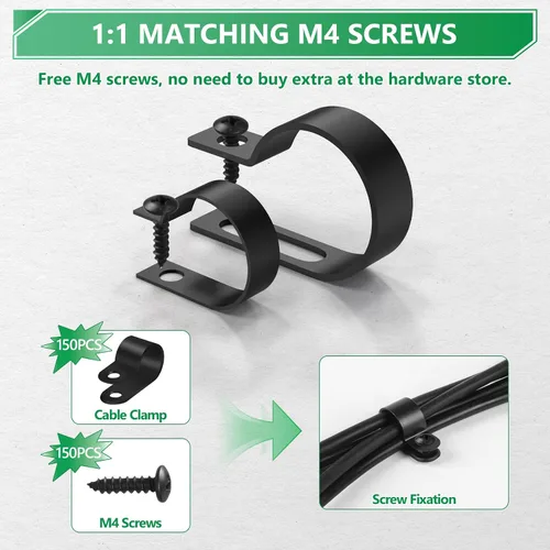 Miniatura 4 de Clips de cable para organizador de cables, 6 tamaños, 290 piezas, nailon tipo R, 3/16 pulgadas, 1/4 pulgadas, 3/8 pulgadas, 1/2 pulgadas, 3/4