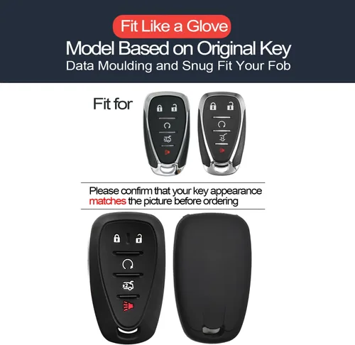 Miniatura 2 de 2 piezas compatible con Chevrolet Smart 5 BTS Funda de silicona negra para llave FOB protectora soporte remoto sin llaves para Chevrolet Camaro