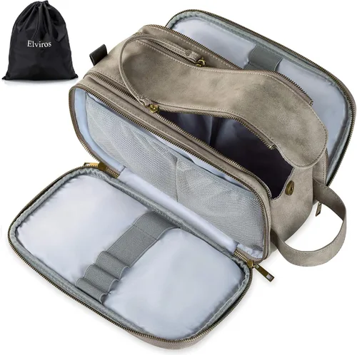 Miniatura 19 de Elviros - Bolsa de aseo de viaje para hombre, gran kit de afeitado Dopp resistente al agua, organizador de artículos de baño, bolsas cosméticas