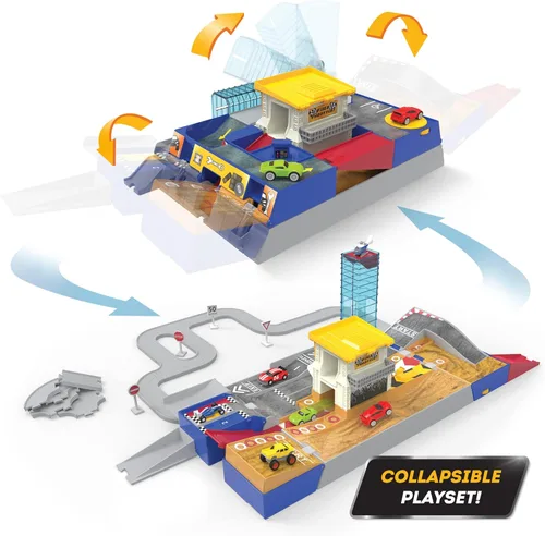 Miniatura 6 de Driven by Battat – Juego de pista de carreras plegable de 84 piezas con 6 autos mini – Incluye auto de carreras, camión monstruo y accesorios