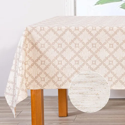 Miniatura 23 de MYSKY HOME - Mantel para mesa rectangular, impermeable, manteles de algodón suave para interior/exterior, mantel sin arrugas para mesa rectangular