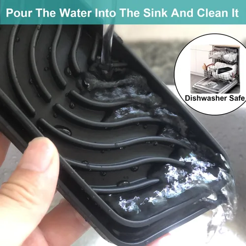Miniatura 4 de Bandeja de goteo de silicona para refrigerador, 2 paquetes, protege la bandeja dispensadora de hielo y agua de derrames, se adapta a la bandeja
