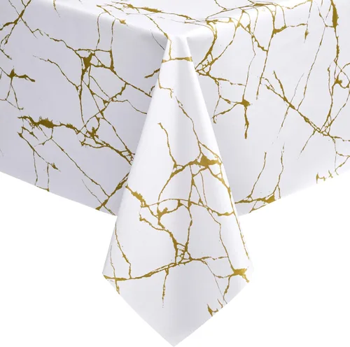 Miniatura 46 de sancua - Mantel rectangular de PVC 100 % impermeable, 54 x 54 pulgadas, vinilo a prueba de aceite, derrames, fácil de limpiar con un paño, para Beige