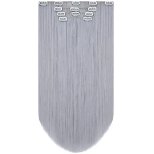 Miniatura 27 de SYXLCYGG Extensiones de cabello negro lacio, 4 piezas, extensiones de cabello con clip de 22 pulgadas, 5.5 onzas, pieza de cabello sintético