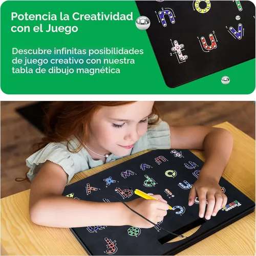 Miniatura 6 de PicassoTiles 2PK Tablero de Dibujo Magnético 4 en 1 de 12 x 10 pulgadas, Tableta Magnética Grande con 4 Caras, Alfabetos en Minúsculas y Mayúsculas