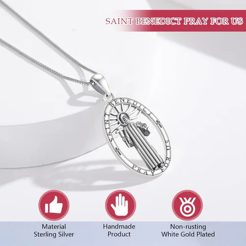 Miniatura 6 de Brisskaari Collar con colgante de San Miguel, San Cristóbal, San Patricio, San Juda, San Benito, San José, plata de ley 925, medalla de amuleto