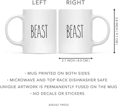 Miniatura 6 de Andaz Press Simple Farmhouse - Decoración rústica de otoño para cocina, 11 onzas, taza de té de café de cerámica, regalo para parejas, bestia